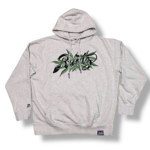 RUNTZ Grey Botanical Logo Embroidered Hoodie